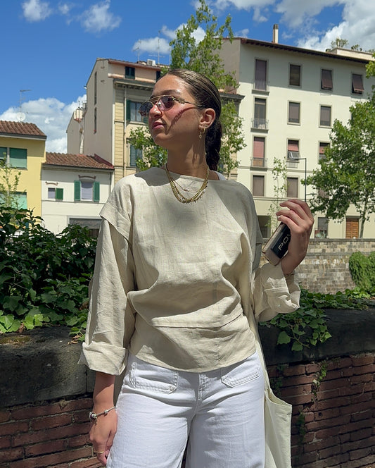Natural Flow Linen Blouse - Haven Charm Egypt