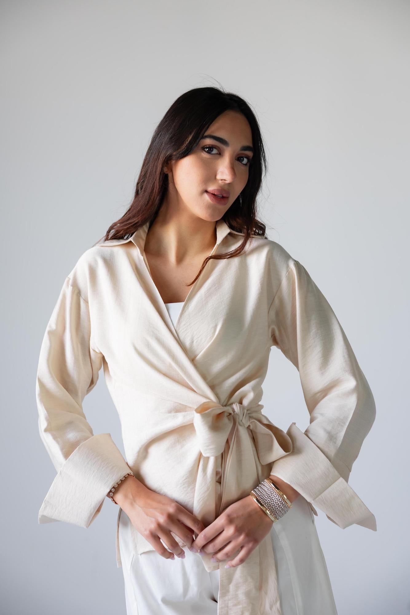 Breezy Wrap Linen Top - Haven Charm Egypt