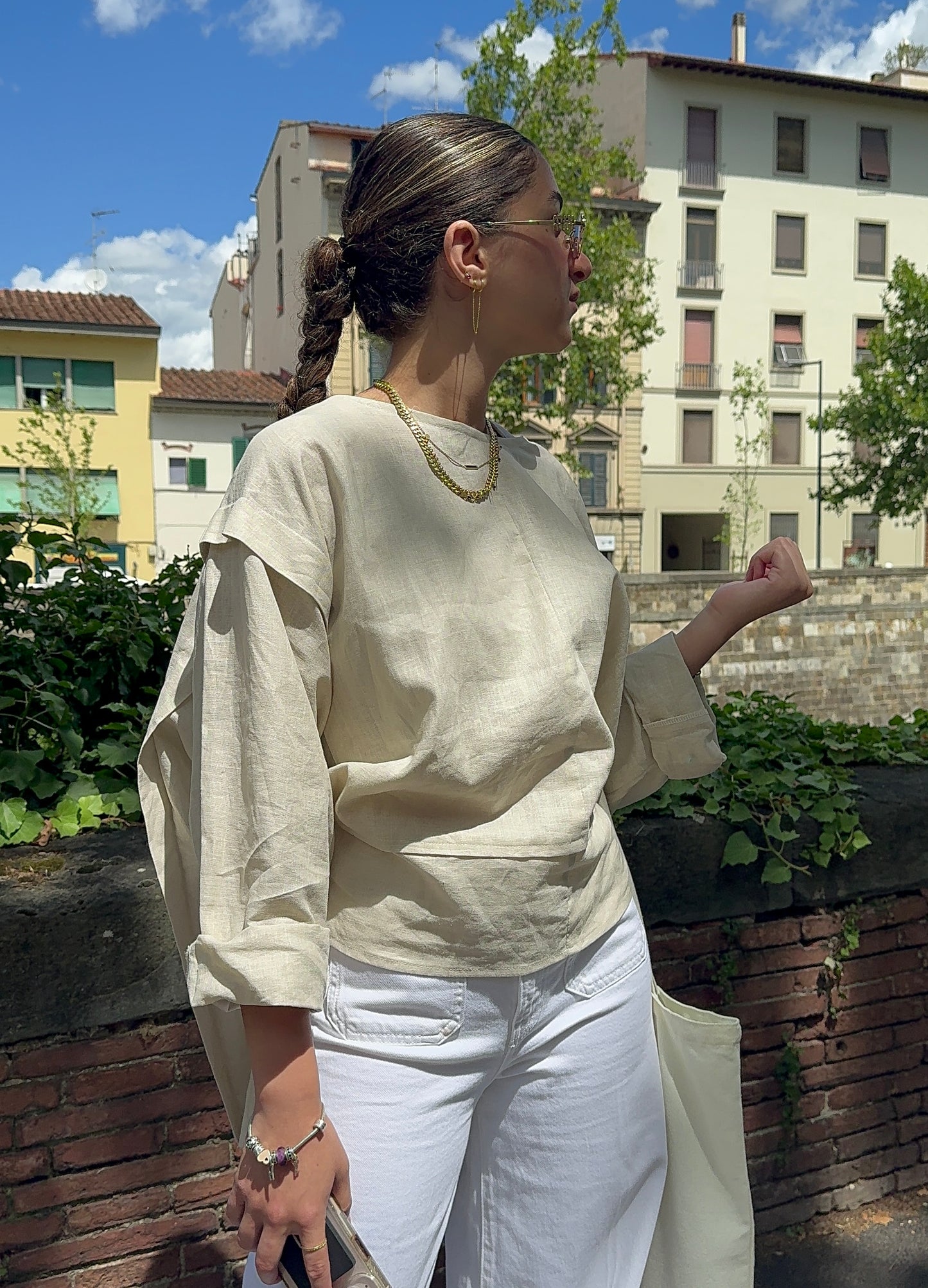 Natural Flow Linen Blouse - Haven Charm Egypt