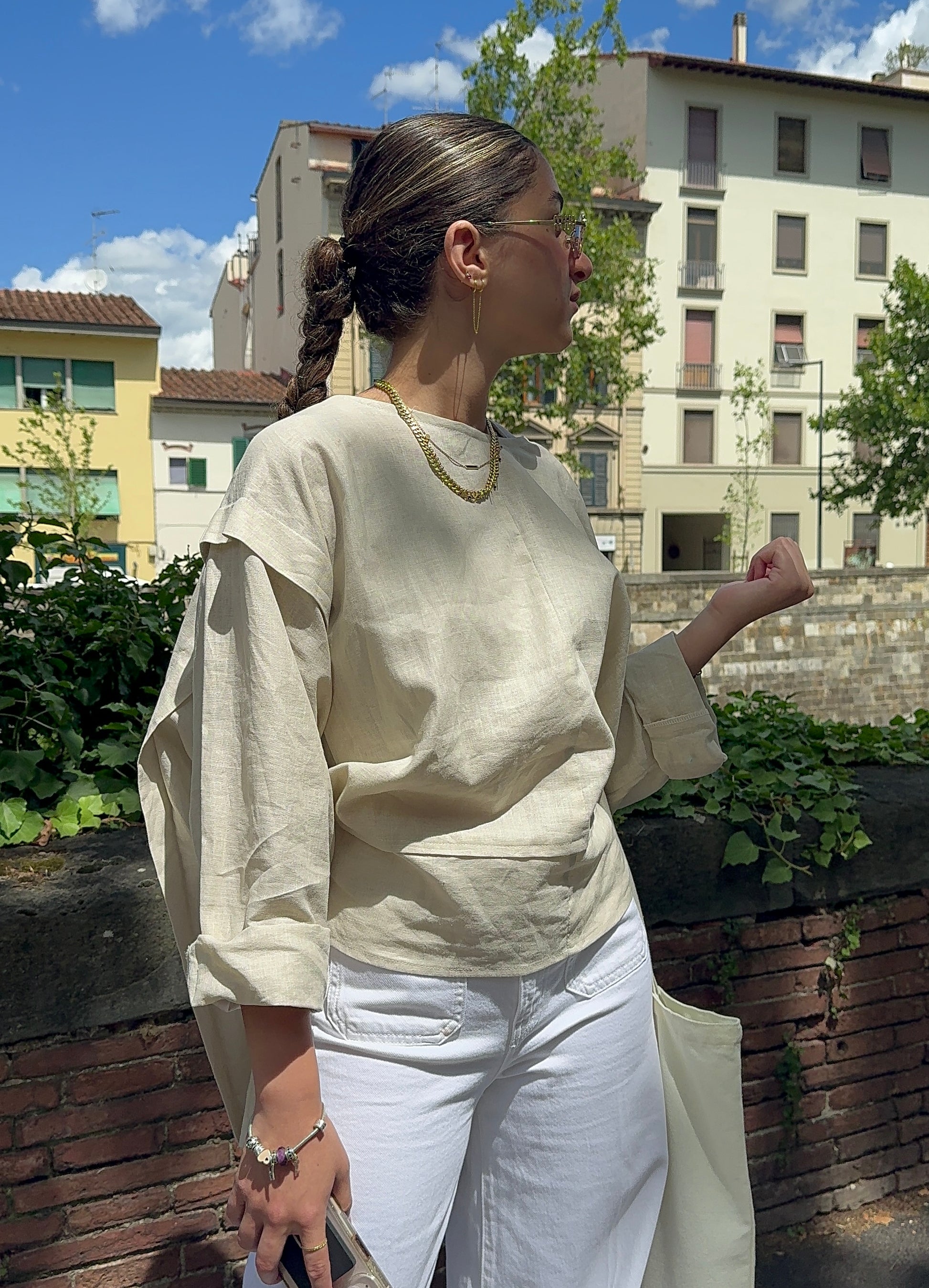 Natural Flow Linen Blouse - Haven Charm Egypt