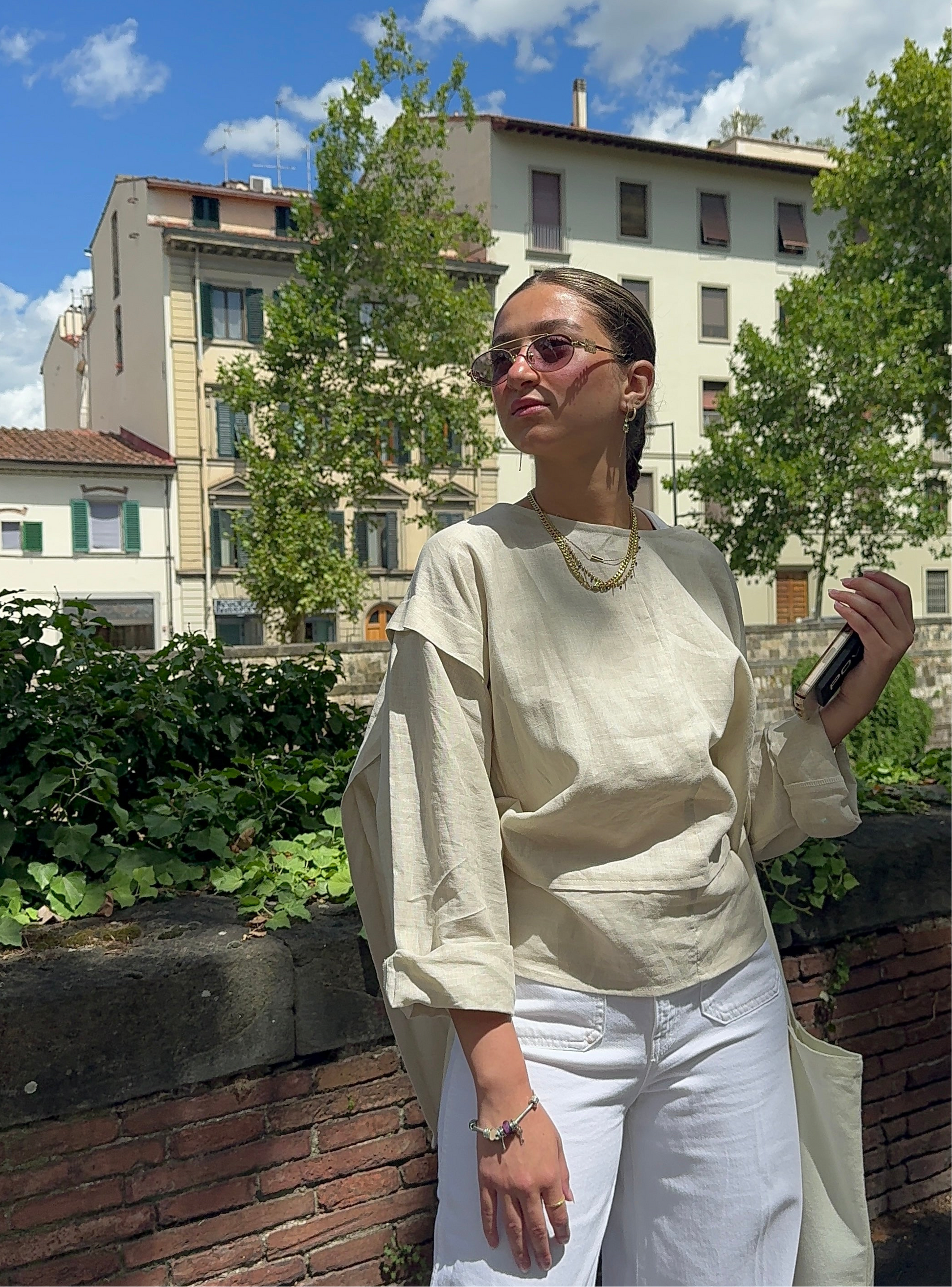 Natural Flow Linen Blouse - Haven Charm Egypt