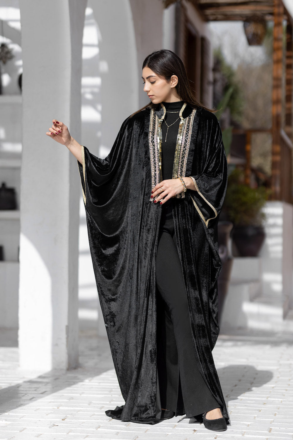 Noir Velvet Kaftan - Haven Charm Egypt
