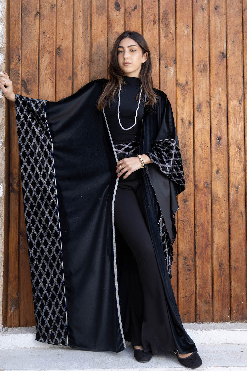 Silver Lattice Velvet Kaftan