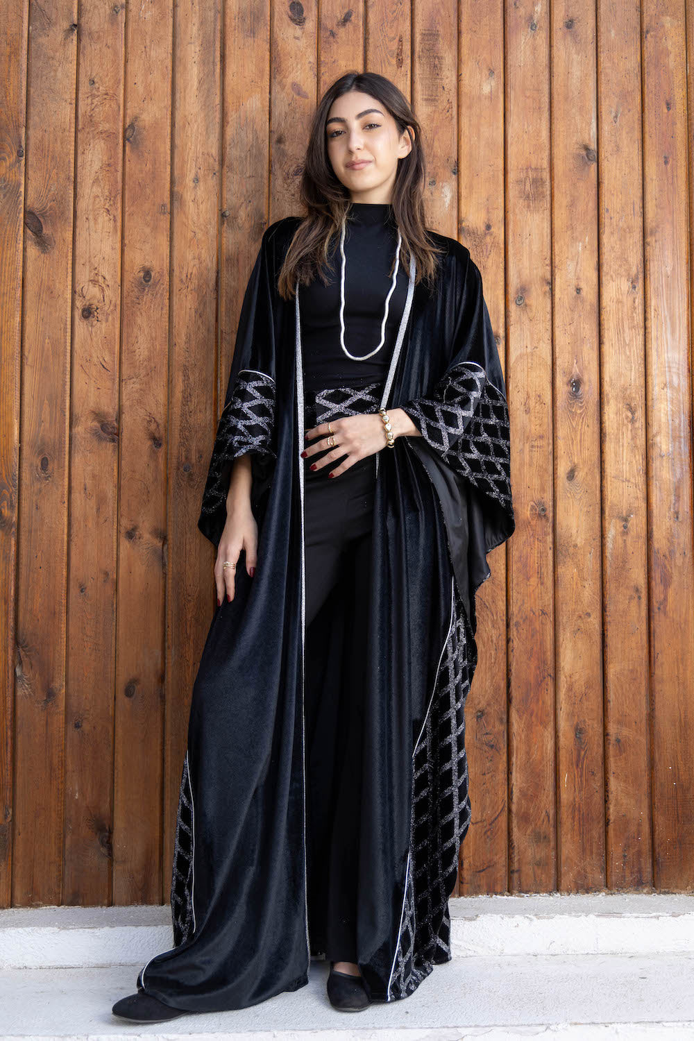 Silver Lattice Velvet Kaftan