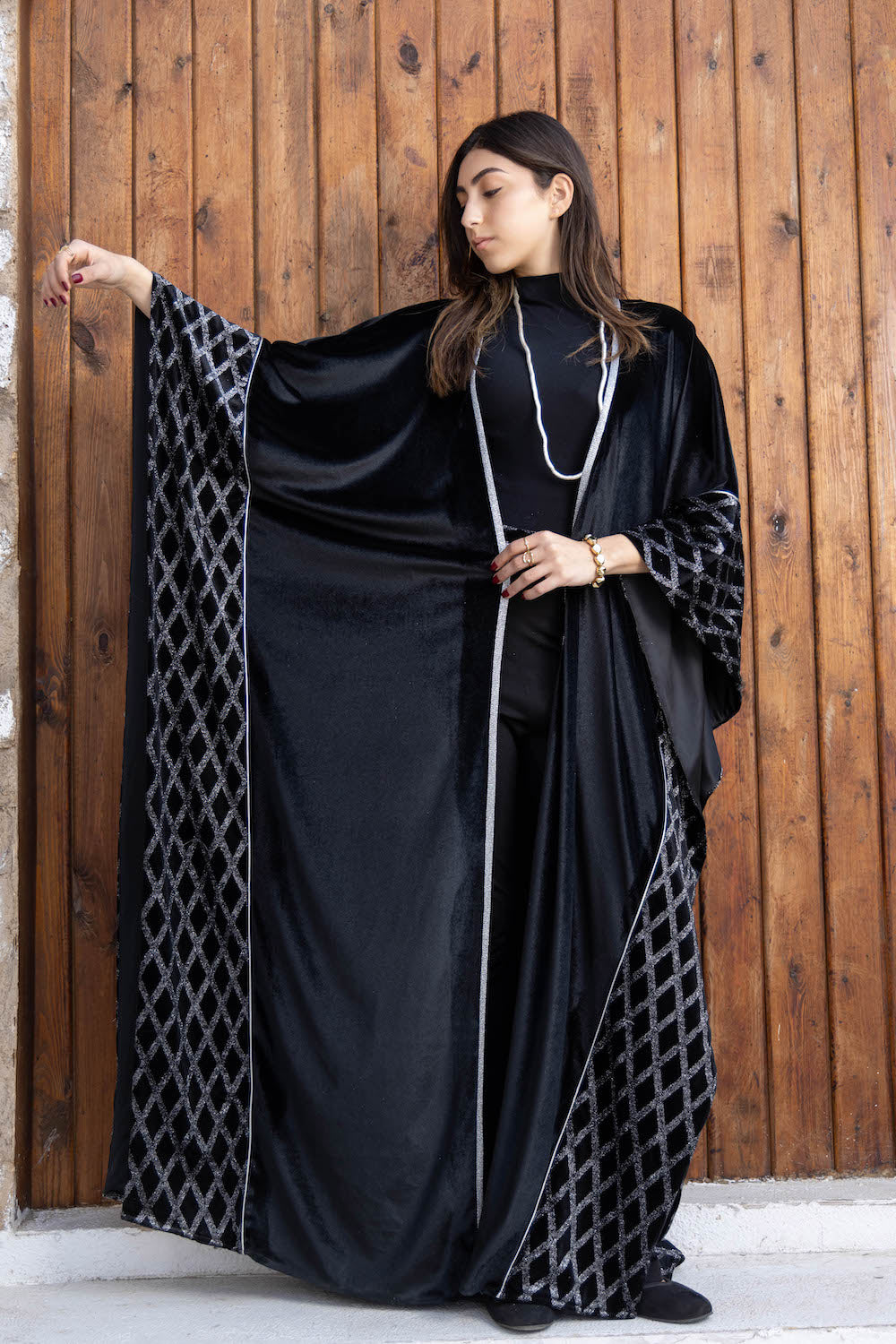 Silver Lattice Velvet Kaftan