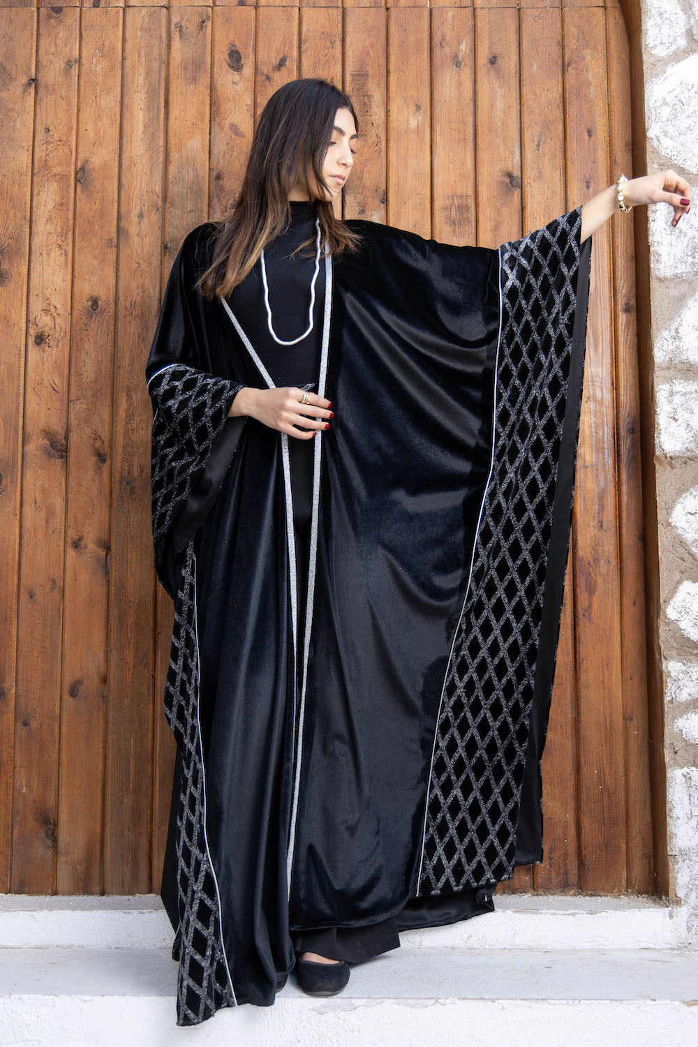 Silver Lattice Velvet Kaftan