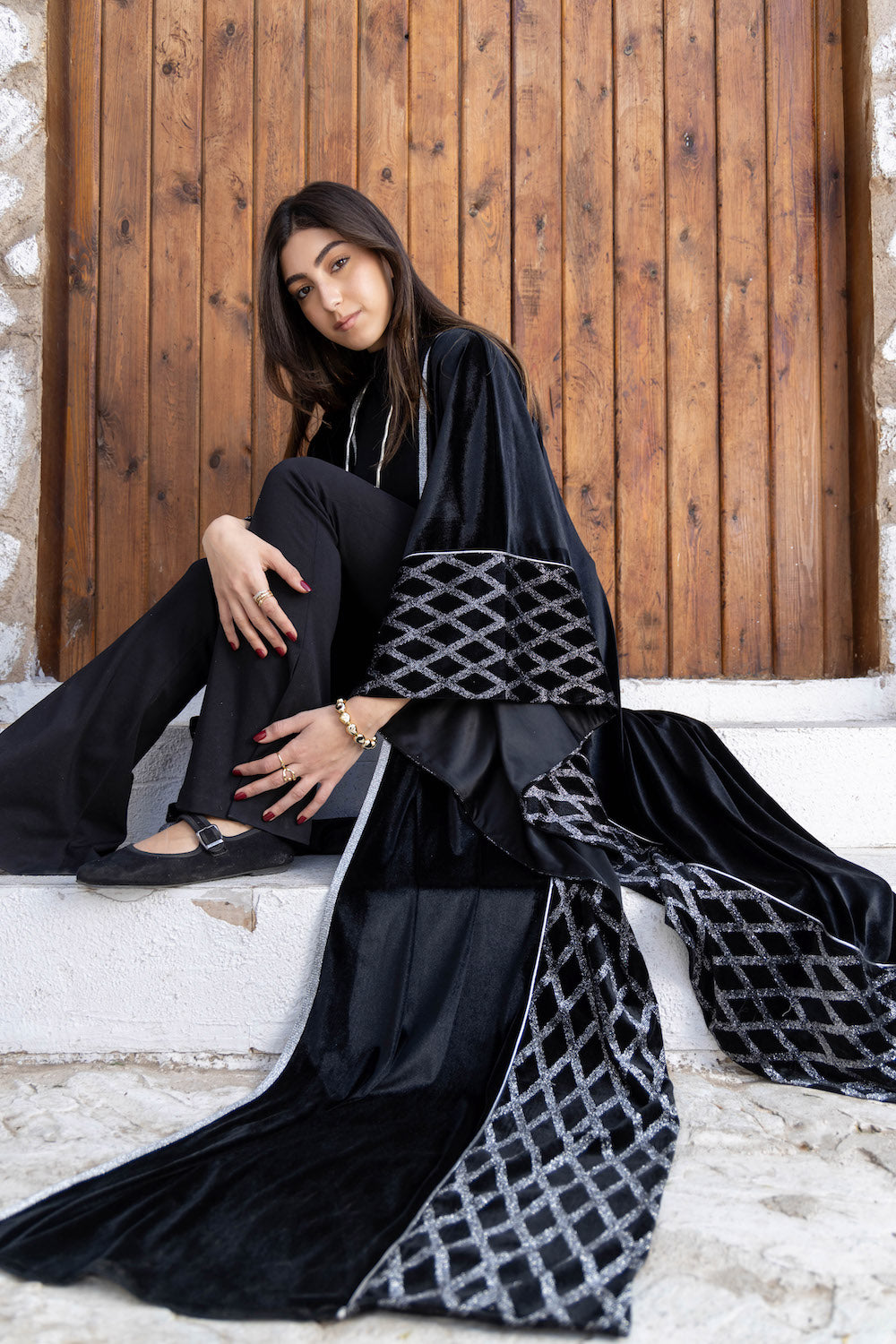 Silver Lattice Velvet Kaftan