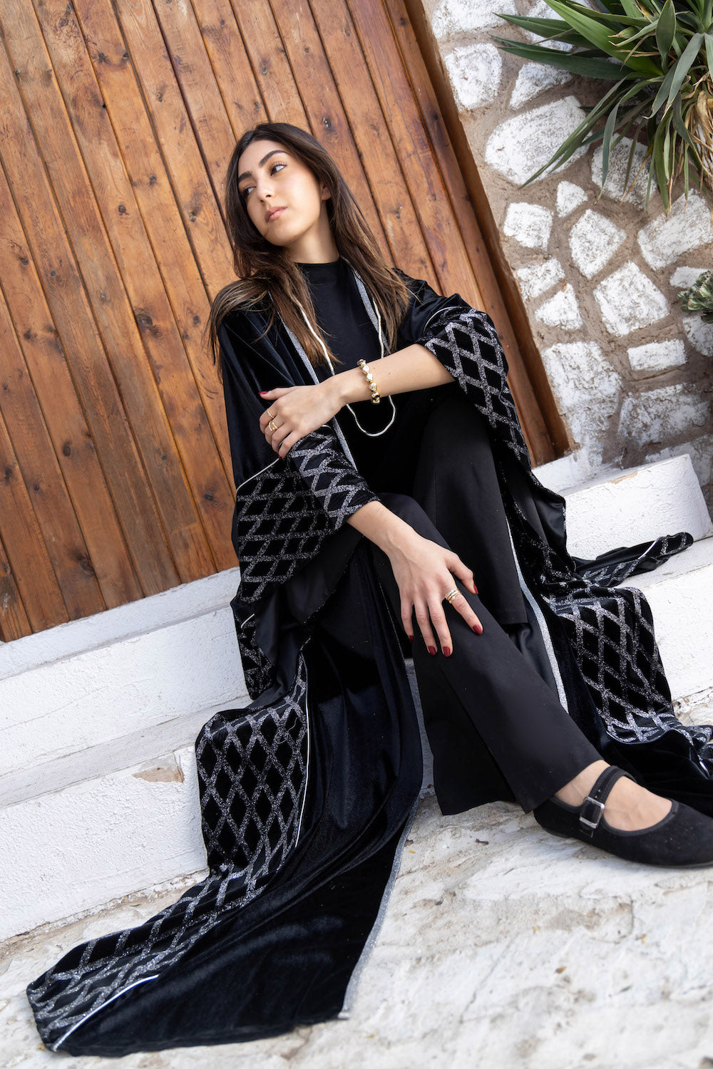 Silver Lattice Velvet Kaftan