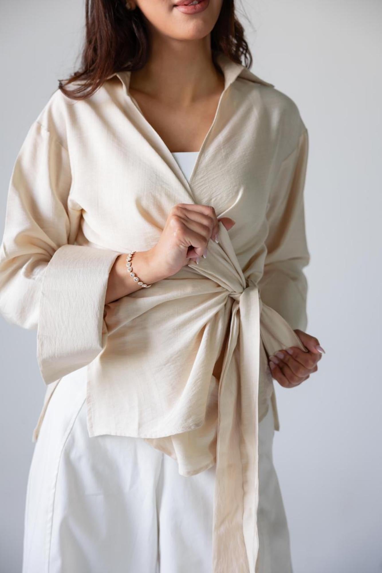 Breezy Wrap Linen Top - Haven Charm Egypt