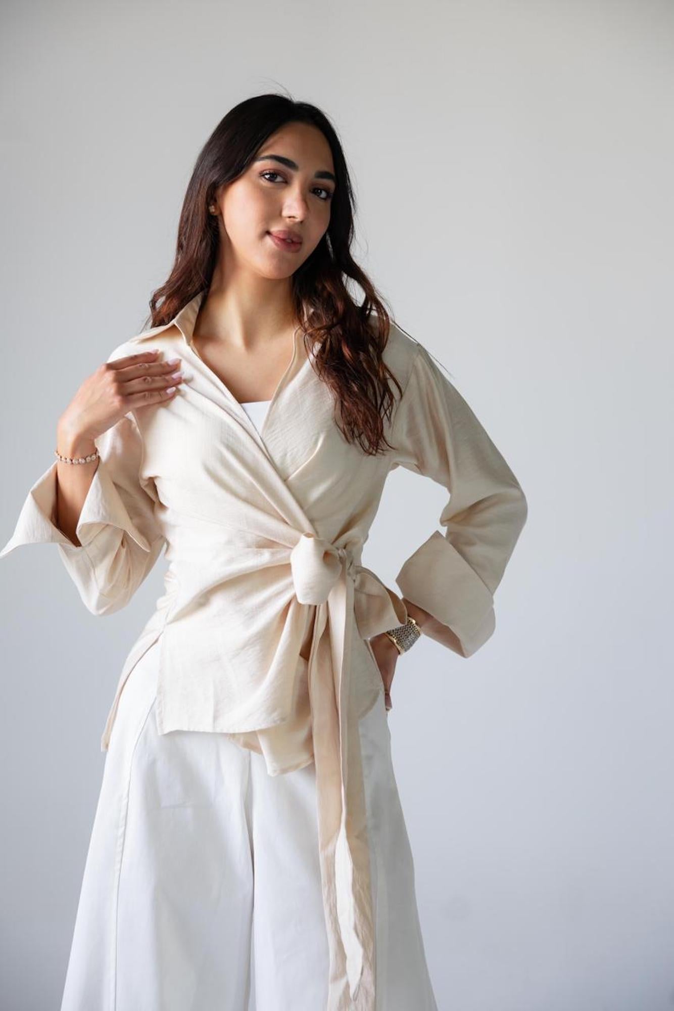 Breezy Wrap Linen Top - Haven Charm Egypt