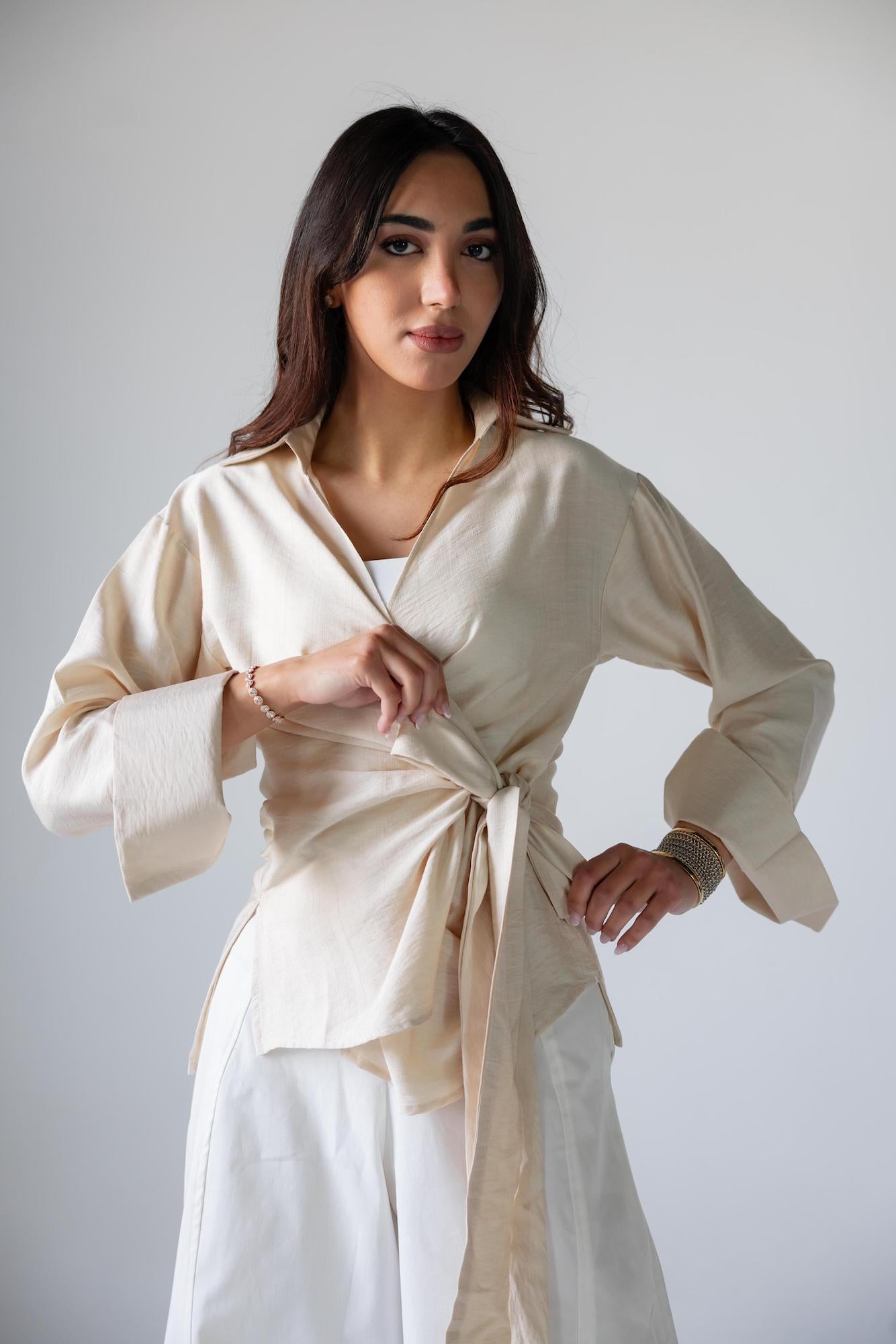 Breezy Wrap Linen Top - Haven Charm Egypt