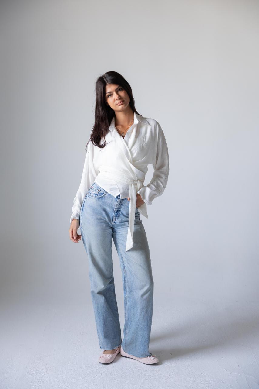 Blush Wrap Linen Top - Haven Charm Egypt