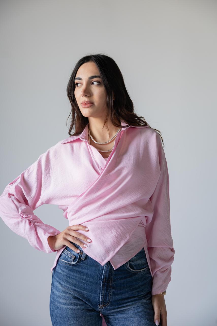 Blush Wrap Linen Top - Haven Charm Egypt