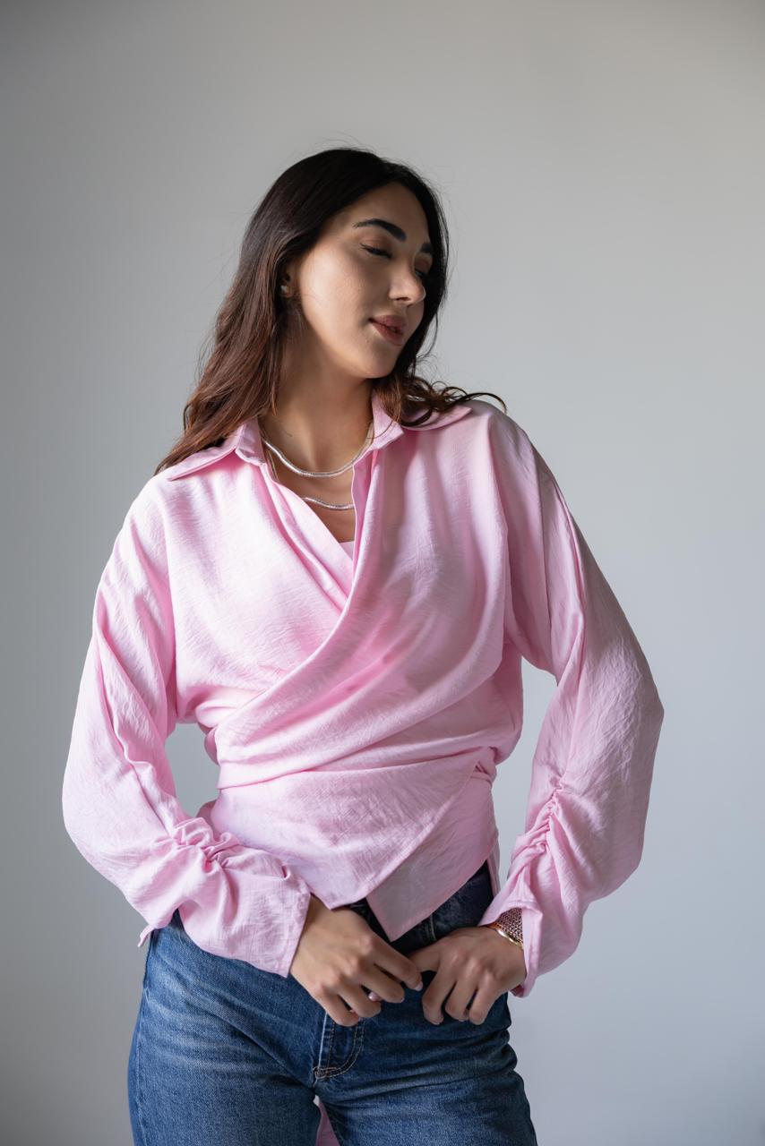 Blush Wrap Linen Top - Haven Charm Egypt