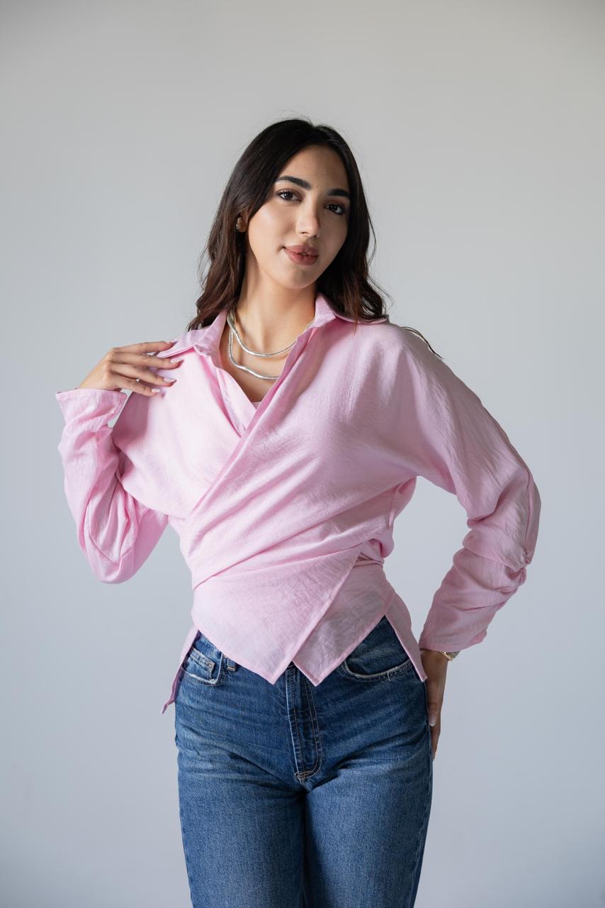 Blush Wrap Linen Top - Haven Charm Egypt
